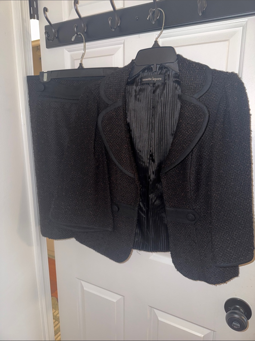 Nanette Lepore Black Textured Tweed Blazer
